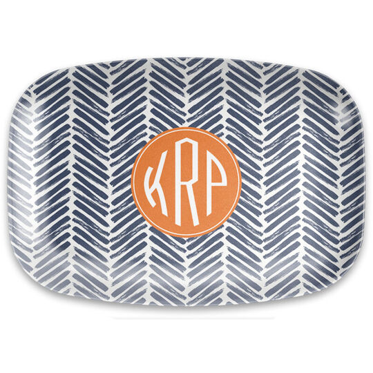 Denim Herringbone Melamine Platter